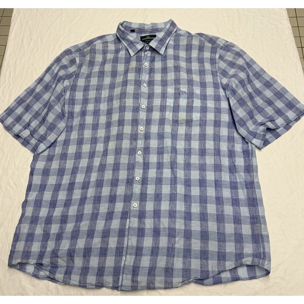 Rodd & Gunn Woven In Italy Original Fit Shirt Mens Size 3XL Shorts Sleeve Blue
